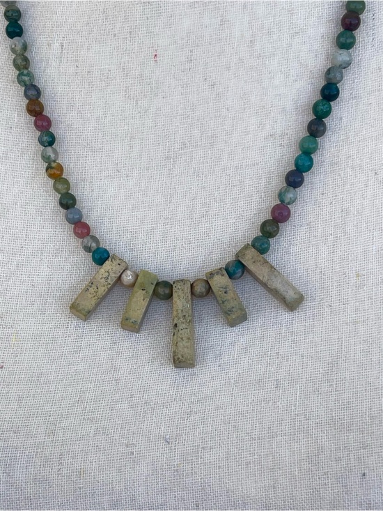beads&bellbottoms Jewelry - Multi-Color Jasper Gemstone Beaded Necklace with Tan Jasper Bars